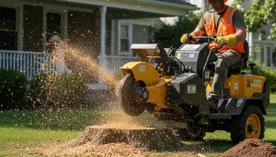 Professional stump grinding removing tree stumps in Dover, FL by Brandon tree removal experts