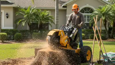 Professional stump grinding removing tree stumps in Riverview, FL by Brandon tree removal experts