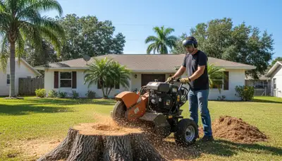 Professional stump grinding service removing tree stumps in Seffner, FL by Brandon tree removal experts