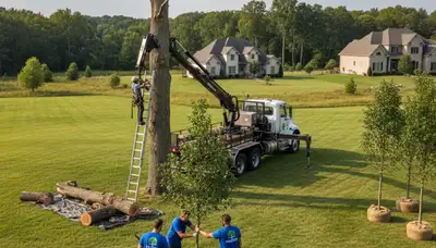 Arborists planting new trees for residential landscape in Brandon, FL by Chop Chop Tree experts