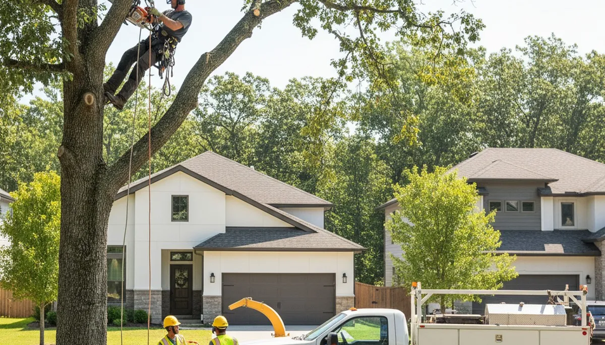 Arborist pruning oak tree in Brandon, FL for Chop Chop Tree professional tree trimming service