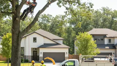 Arborist pruning oak tree in Brandon, FL for Chop Chop Tree professional tree trimming service